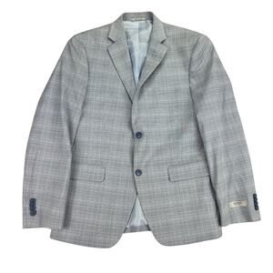 Alfani Mens Slim Fit Stretch Plaid Suit Jacket Light Blue 38S
